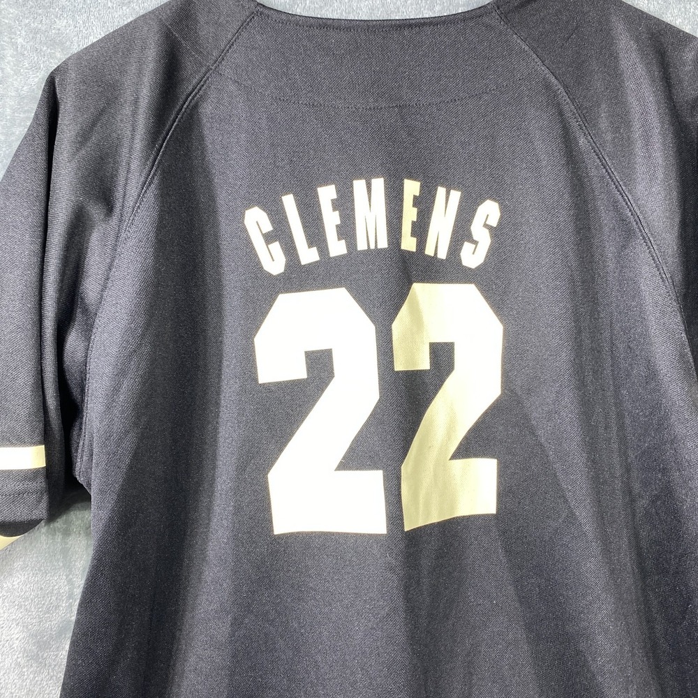 Vintage Houston Astros Roger Clemens Jersey Size Youth XL 18/20 Black Button Up - Picture 4 of 6